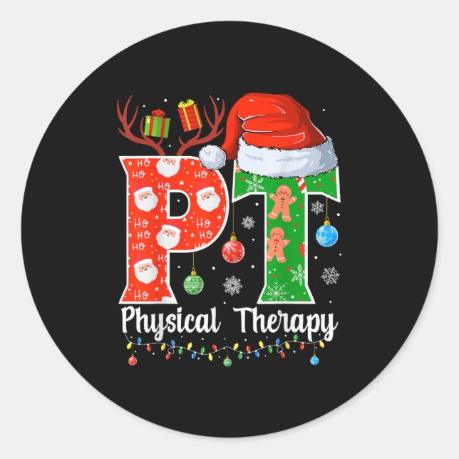 Pt Christmas Physical Therapy Christmas Pt Xmas  Runder Aufkleber (Vorderseite)