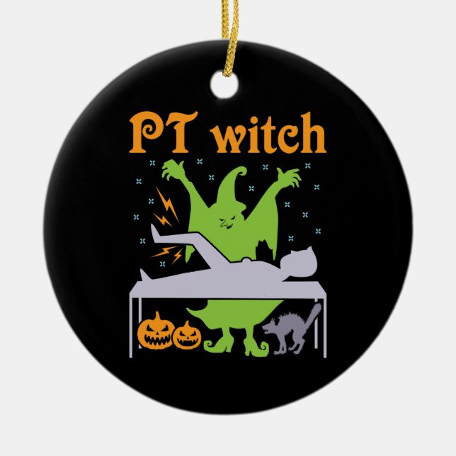 PT Hexenphysiktherapeut Halloween Keramik Ornament (Vorne)