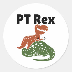 PT Rex Physical Therapist Runder Aufkleber