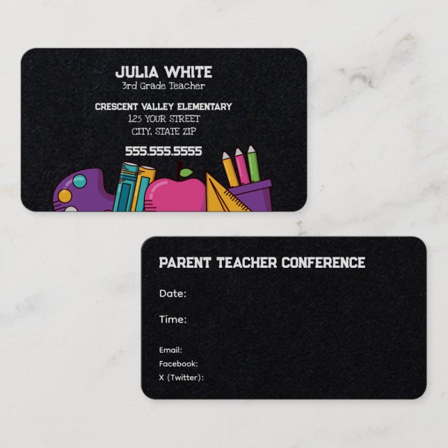 PTA-Treffen in der Schule Visitenkarte (Vorne/Hinten)