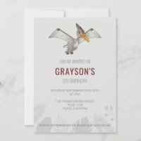 Pteranodon Dinosaur Minimalistisch Grau Geburtstag