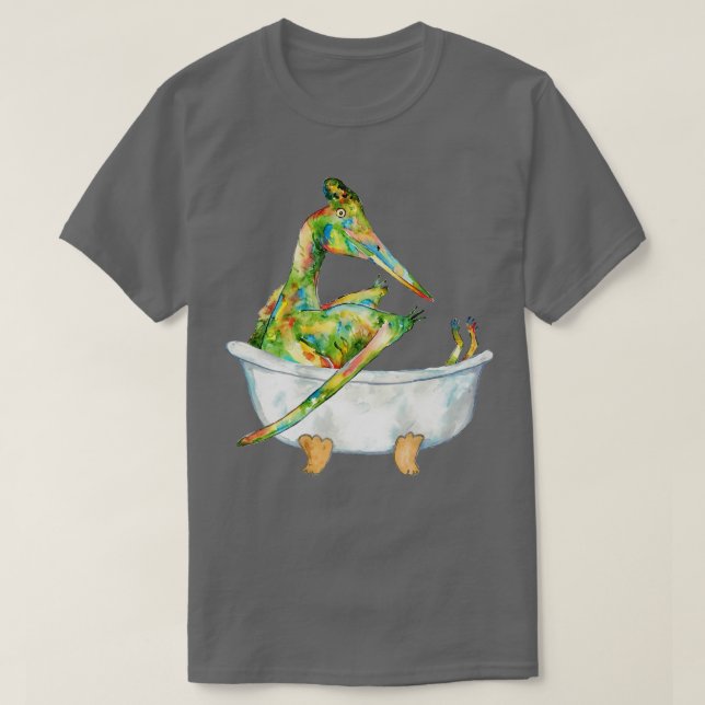 Pterodactyl als Bade-Dinosaurier-Malerei T-Shirt (Design vorne)