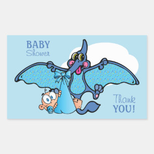 Pterodactyl Dinosaur Es ist eine Baby-Dusche Rechteckiger Aufkleber