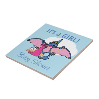 Pterodactyl Dinosaur Es ist eine Girl Baby Dusche Fliese