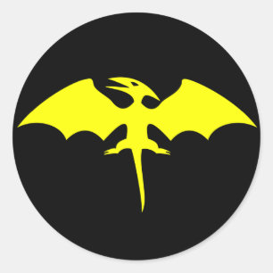 Pterodactyl Dinosaur Superhero Logo Runder Aufkleber