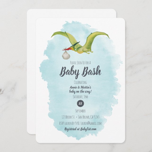 Pterodactyl-Lieferung Einladung (Vorne/Hinten)