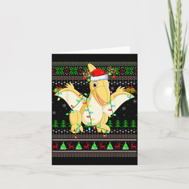 Pterodactyls Dinosaur Bird Ugly Christmas Sweaters Karte (Vorderseite)