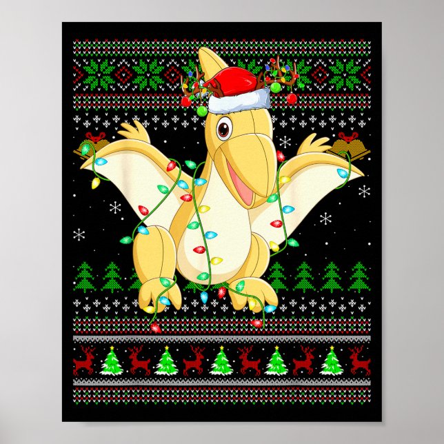 Pterodactyls Dinosaur Bird Ugly Christmas Sweaters Poster (Vorne)