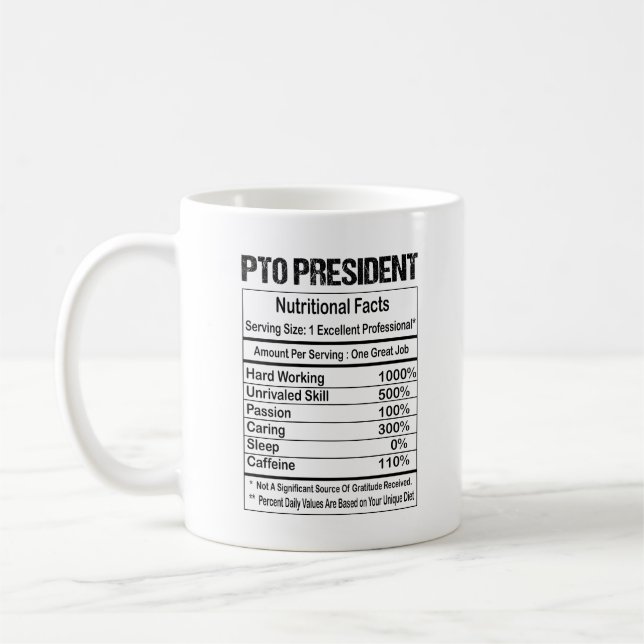 Pto President Nutrition Facts Coffee Mug Kaffeetasse (Links)