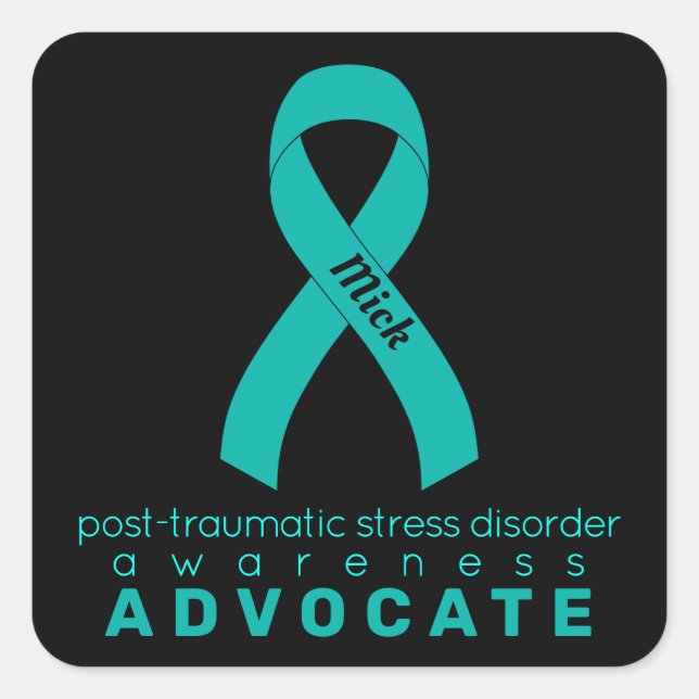 PTSD Advocate Black Square Sticker (Vorderseite)