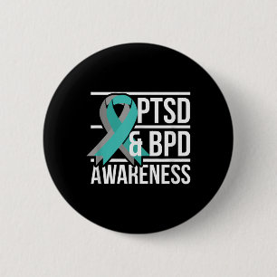 Ptsd & amp; BPD-Bewusstsein, Aquamarine und graue Button