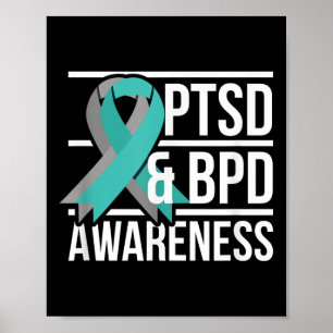 Ptsd & amp; BPD-Bewusstsein, Aquamarine und graue Poster