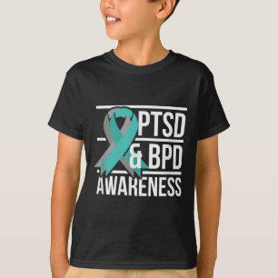 Ptsd & amp; BPD-Bewusstsein, Aquamarine und graue T-Shirt