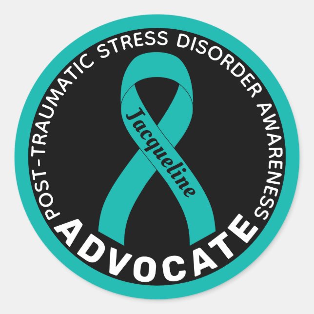 PTSD Awareness Advocate Black Round Sticker (Vorderseite)