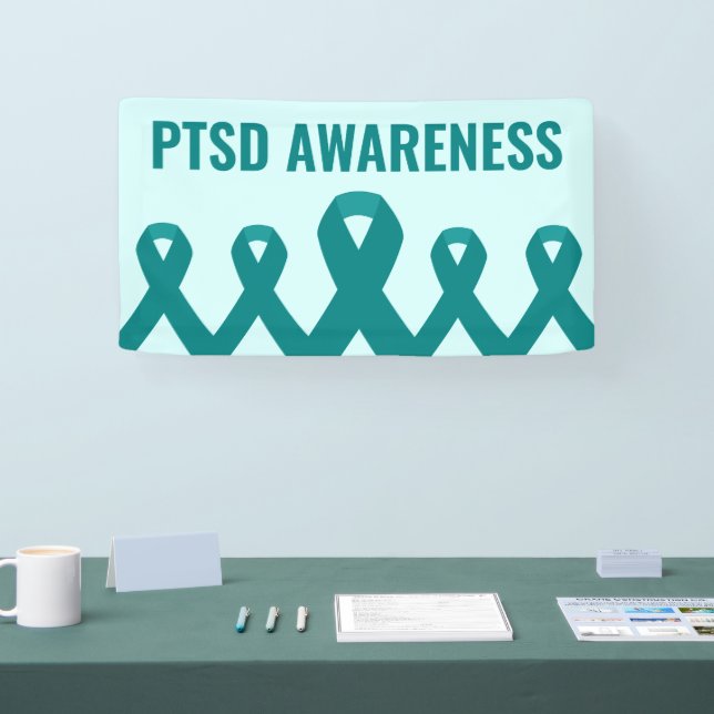 PTSD Awareness Aquamarin Ribbon Banner (Messe)