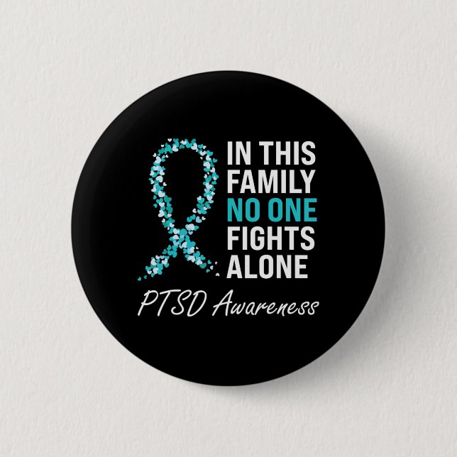 PTSD Awareness Aquamarin Ribbon Button (Vorderseite)
