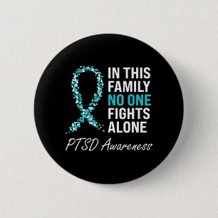 PTSD Awareness Aquamarin Ribbon Button