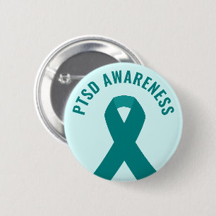 PTSD Awareness Aquamarin Ribbon Button