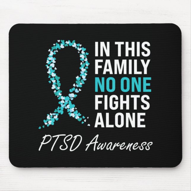 PTSD Awareness Aquamarin Ribbon Mousepad (Vorne)