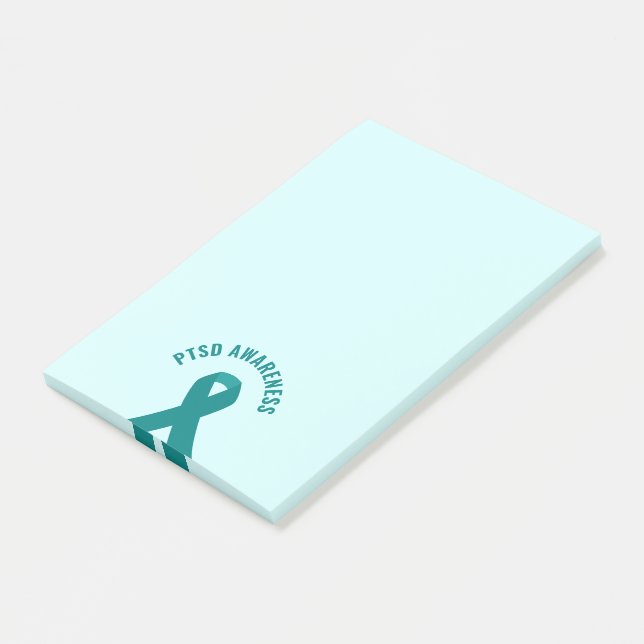 PTSD Awareness Aquamarin Ribbon Post-it Klebezettel (angewinkelt)