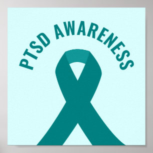 PTSD Awareness Aquamarin Ribbon Poster