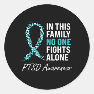 PTSD Awareness Aquamarin Ribbon Runder Aufkleber