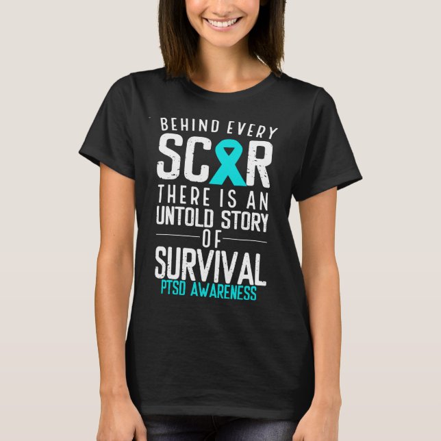 PTSD Awareness Day Scar Warrior Soldier Veteran T-Shirt (Vorderseite)