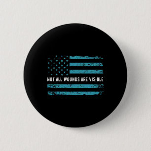 Ptsd Awareness US Flag in Aquamarin Color T Warrio Button
