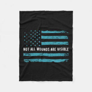 Ptsd Awareness US Flag in Aquamarin Color T Warrio Fleecedecke