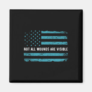 Ptsd Awareness US Flag in Aquamarin Color T Warrio Magnet