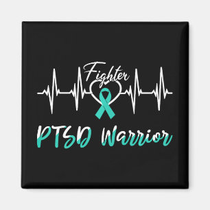 Ptsd Awareness Warrior Heartbeat Kampf Aquamarine  Magnet