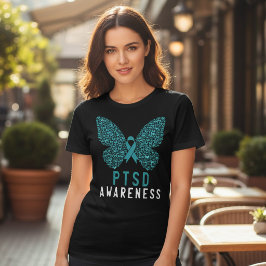 PTSD-Bewusstseins-Blaues Band Schmetterling Tri-Blend Shirt