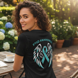 PTSD-Bewusstseins-Türkisfarbenes-Band-Engelsflügel Tri-Blend Shirt