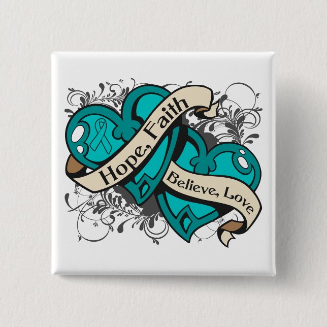 PTSD Hope Faith Dual Hearts Button (Vorderseite)