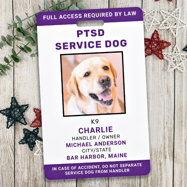 PTSD Service Dog Personalisiert Einfaches Foto ID Ausweis (Von Creator hochgeladen)