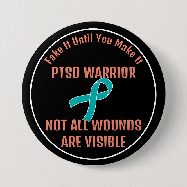 PTSD WARRIOR. NICHT ALLE WUNDEN SIND SICHTBAR. BUTTON (Vorderseite)