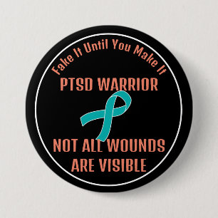 PTSD WARRIOR. NICHT ALLE WUNDEN SIND SICHTBAR. BUTTON
