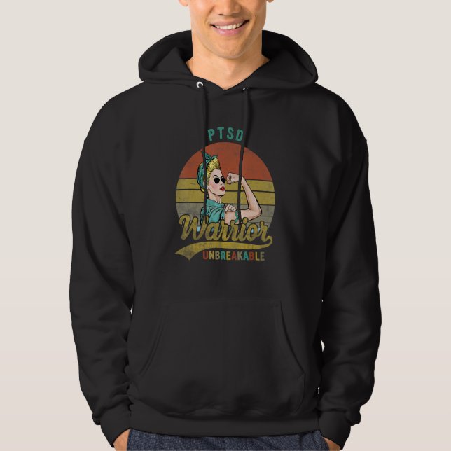 PTSD Warrior Unzerbrechliche Erkenntnis Vintag Hoodie (Vorderseite)