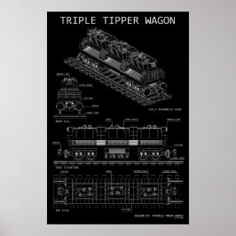 PTW Dreifach-Kippwagen "Blaupause" Größen optional Poster