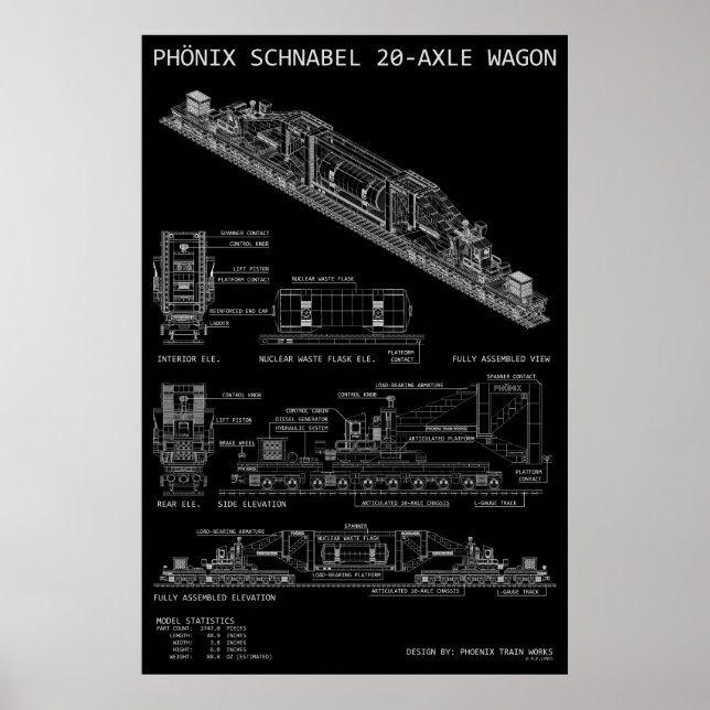 PTW Großformat-Schnabelwagen "Blaupause" Poster (Vorne)