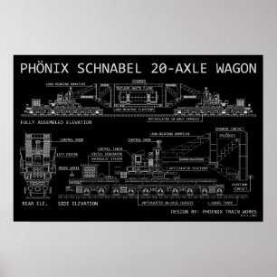 PTW Kleinformat-Schnabel-Triebwagen "Blueprint" Poster