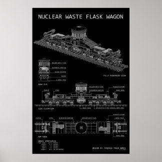 PTW Nuclear Waste Flask Wagon "Blaupause" Poster