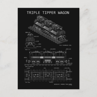 PTW Triple Tipper Wagon "Blaupause" Postkarte