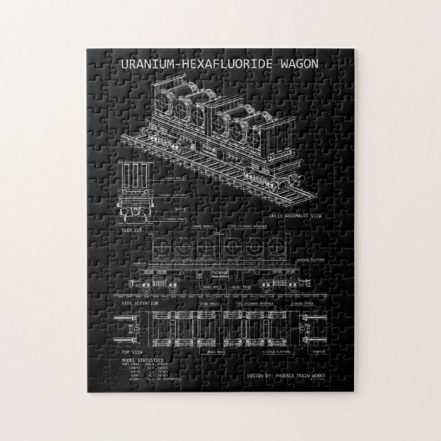 PTW Uranhexafluorid-Wagen "Blaupause" Klein Puzzle (Vertikal)