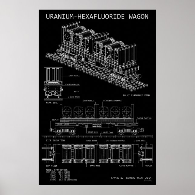 PTW Uraniumhexafluorid-Waggon "Blaupause" Poster (Vorne)