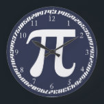 PU GROßE WANDUHR<br><div class="desc">Die perfekte Uhr für den Fan der Wissenschaft und der Mathematik. Kennzeichnet ein cooles Gewohnheits-PU-Symbol mit siebenundfünfzig Dezimalkommata von PU um den Umfang. Völlig kundengerecht Namen,  Bilder und mehr addieren oder die Hintergrundfarben ändern. Genießen Sie!</div>