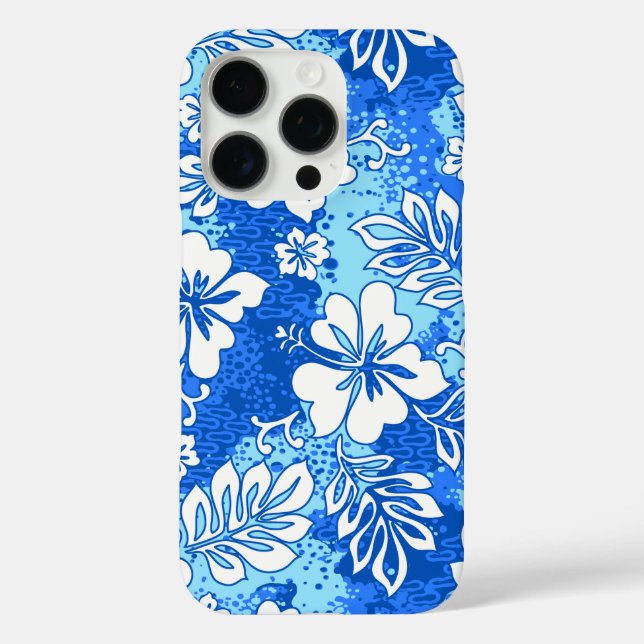 Pua Aloha Hawaiian Heart Shaped Hibiskus Blue Case-Mate iPhone Hülle (Rückseite)