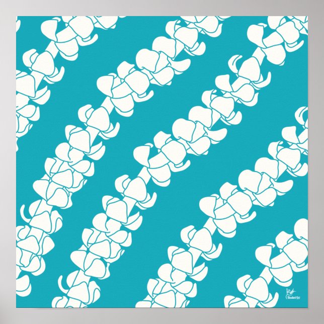 Puakenikeni auf Aquamarin Poster (Vorne)