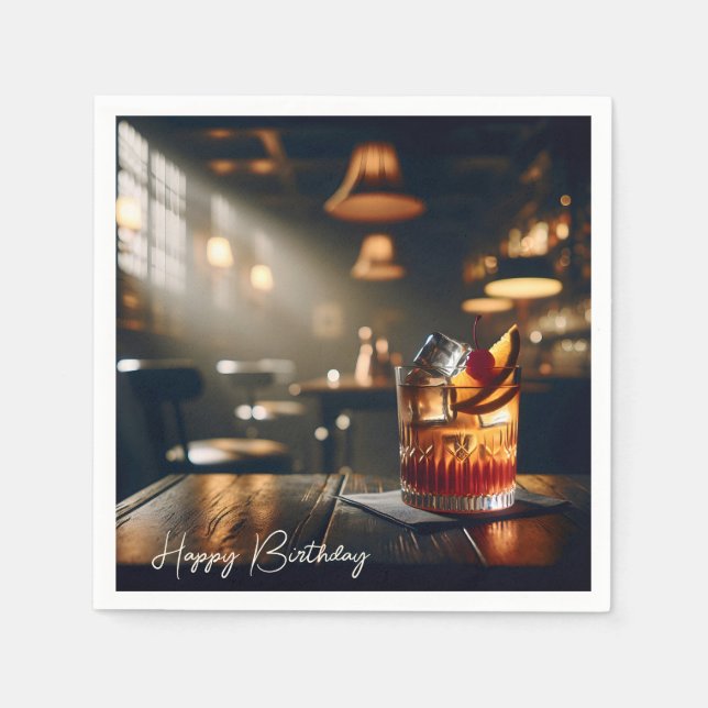 Pub altmodisches Getränk zum Geburtstag Serviette (Vorderseite)