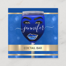 Pub Coctail Bar Drinks Restaurant Blue QRCODE Quadratische Visitenkarte